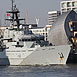 HMS Tyne passes theough the Thames Barrier London